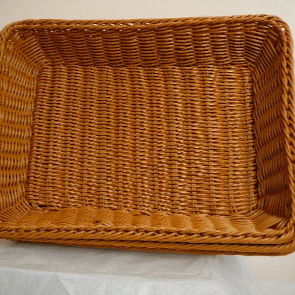3 Piece Brown Woven Rattan Wicker Bread Basket Set 15.5" x 11.5" x 2.5"-NEW - Picture 1 of 3